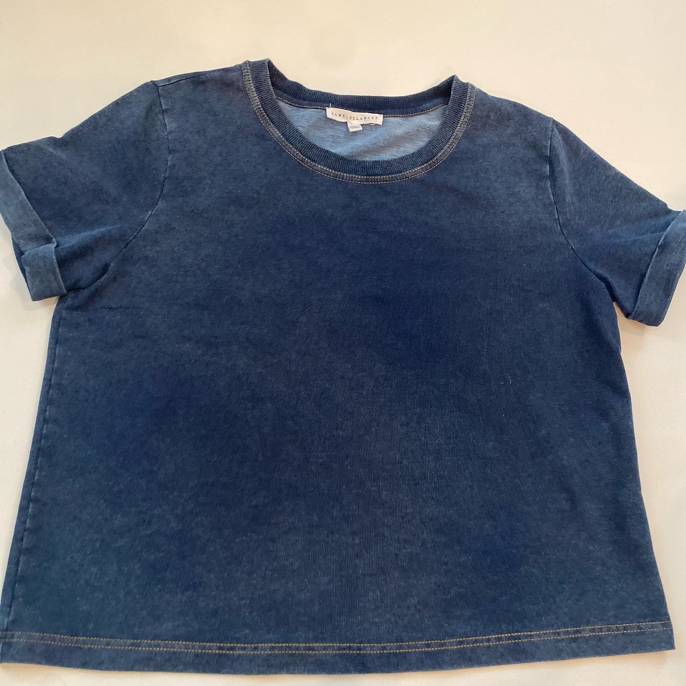 Jane & Delancey LARGE French Terry denim blue relaxed fit T-Shirt - Short Sleeve